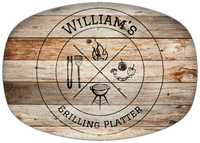 Thumbnail for Personalized Faux Wood Grain Plastic Platter - BBQ - Natural Wood - Front View