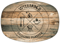 Thumbnail for Personalized Faux Wood Grain Plastic Platter - BBQ - Patina Wood - Front View