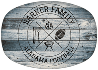 Thumbnail for Personalized Faux Wood Grain Plastic Platter - Alabama Football BBQ - Bluewash Wood - Front View