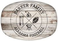 Thumbnail for Personalized Faux Wood Grain Plastic Platter - Alabama Football BBQ - Whitewash Wood - Front View