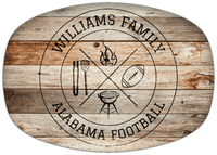 Thumbnail for Personalized Faux Wood Grain Plastic Platter - Alabama Football BBQ - Natural Wood - Front View