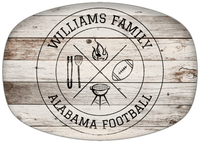Thumbnail for Personalized Faux Wood Grain Plastic Platter - Alabama Football BBQ - Whitewash Wood - Front View