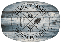 Thumbnail for Personalized Faux Wood Grain Plastic Platter - Georgia Football BBQ - Bluewash Wood - Front View