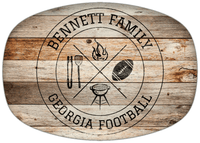 Thumbnail for Personalized Faux Wood Grain Plastic Platter - Georgia Football BBQ - Natural Wood - Front View