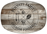 Thumbnail for Personalized Faux Wood Grain Plastic Platter - Georgia Football BBQ - Old Grey Wood - Front View