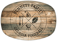 Thumbnail for Personalized Faux Wood Grain Plastic Platter - Georgia Football BBQ - Patina Wood - Front View