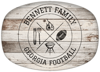 Thumbnail for Personalized Faux Wood Grain Plastic Platter - Georgia Football BBQ - Whitewash Wood - Front View