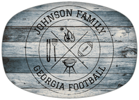Thumbnail for Personalized Faux Wood Grain Plastic Platter - Georgia Football BBQ - Bluewash Wood - Front View
