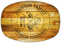 Thumbnail for Personalized Faux Wood Grain Plastic Platter - Georgia Football BBQ - Sunburst Wood - Front View