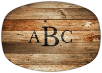 Thumbnail for Personalized Faux Wood Grain Plastic Platter - Antique Oak Wood - Front View