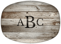 Thumbnail for Personalized Faux Wood Grain Plastic Platter - Old Grey Wood - Front View