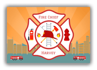 Thumbnail for Personalized Fire Truck Canvas Wrap & Photo Print XII - Fire Chief with Orange Background - Front View
