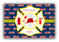 Thumbnail for Personalized Fire Truck Canvas Wrap & Photo Print XIII - Caution Tape with Blue Background - Front View