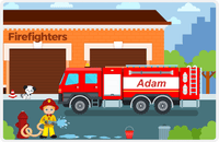 Thumbnail for Personalized Fire Truck Placemat I - Name on Firetruck - Blonde Boy -  View