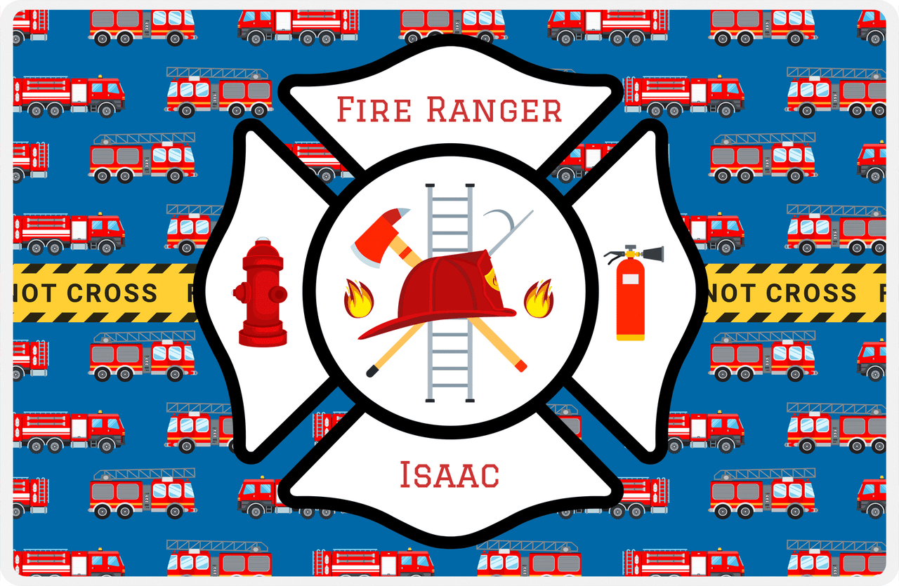 Personalized Fire Truck Placemat XIII - Fire Ranger - Black Insignia -  View