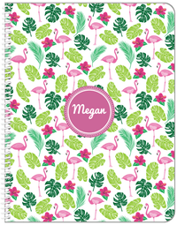 Thumbnail for Personalized Flamingos Notebook I - Hibiscus - Circle Nameplate - Front View