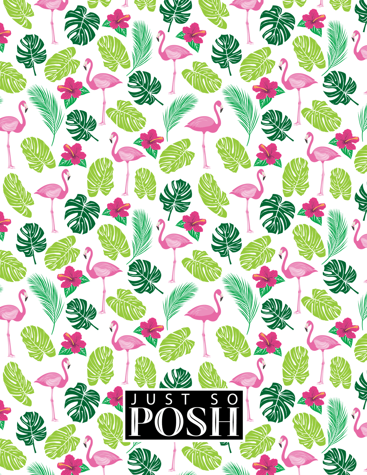 Personalized Flamingos Notebook I - Hibiscus - Decorative Rectangle Nameplate - Back View