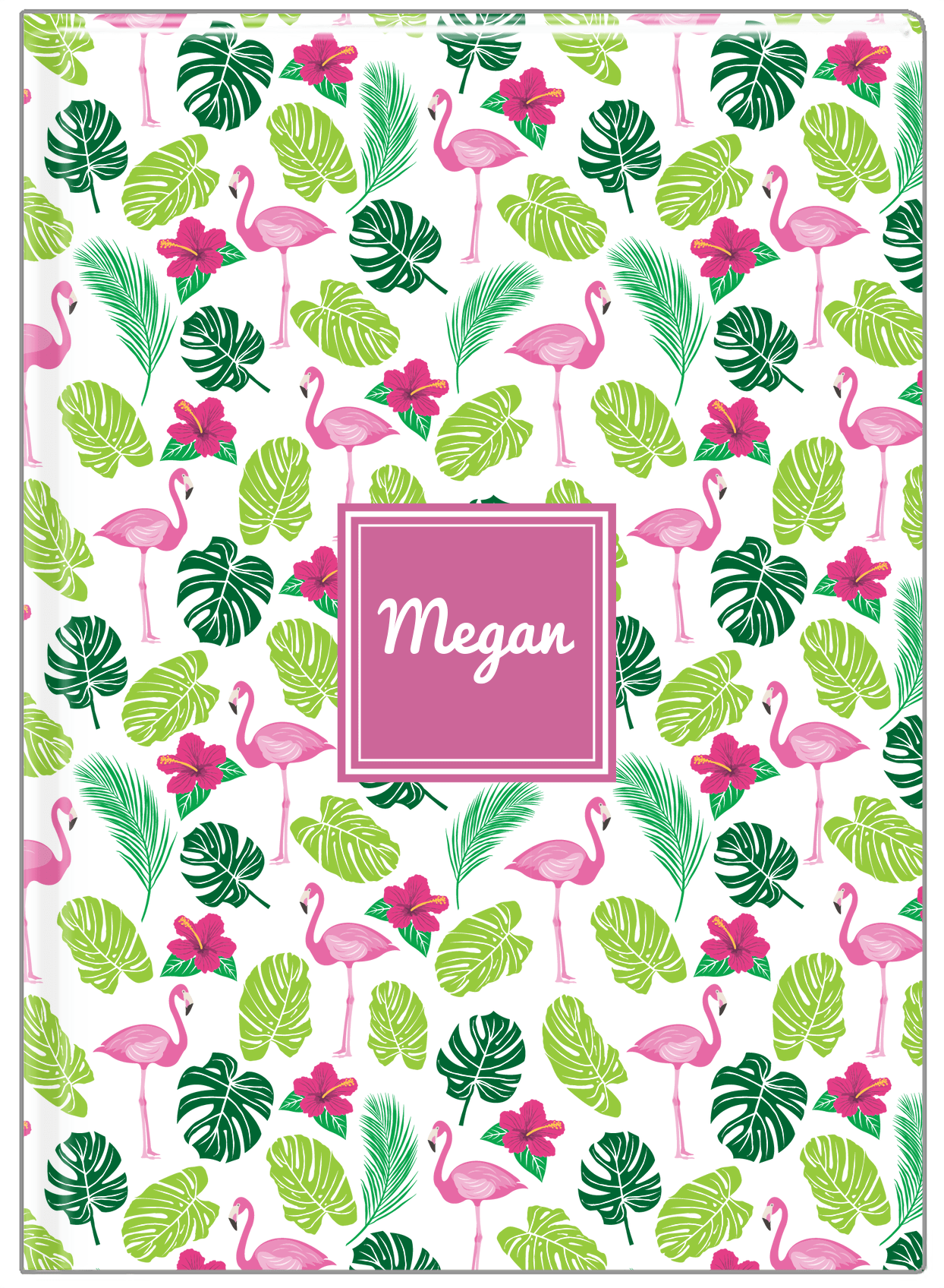 Personalized Flamingos Journal I - Hibiscus - Square Nameplate - Front View