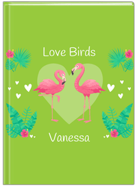 Thumbnail for Personalized Flamingos Journal V - Love Birds - Green Background - Front View