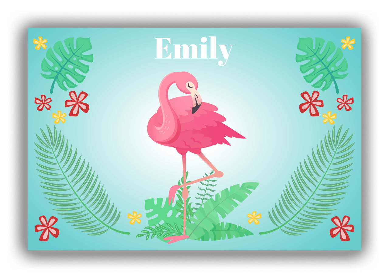 Personalized Flamingos Canvas Wrap & Photo Print VI - Teal Vignette - Front View