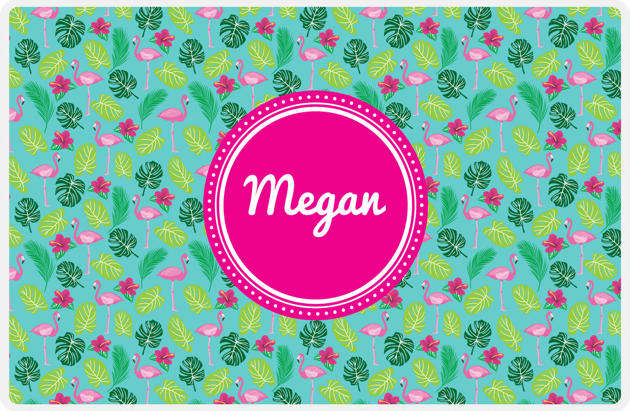 Personalized Flamingos Placemat I - Hibiscus - Circle Nameplate -  View