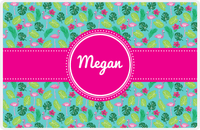 Thumbnail for Personalized Flamingos Placemat I - Hibiscus - Circle Ribbon Nameplate -  View