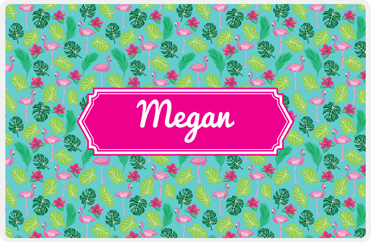 Personalized Flamingos Placemat I - Hibiscus - Decorative Rectangle Nameplate -  View