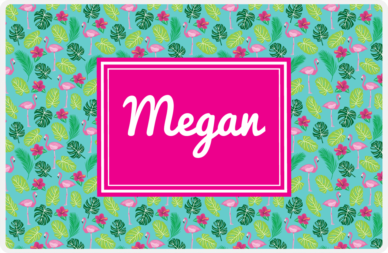 Personalized Flamingos Placemat I - Hibiscus - Rectangle Nameplate -  View