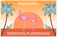 Thumbnail for Personalized Flamingos Placemat II - Tropical - Orange Background -  View