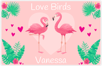 Thumbnail for Personalized Flamingos Placemat V - Love Birds - Pink Background -  View