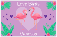 Thumbnail for Personalized Flamingos Placemat V - Love Birds - Purple Background -  View