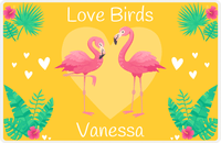 Thumbnail for Personalized Flamingos Placemat V - Love Birds - Yellow Background -  View