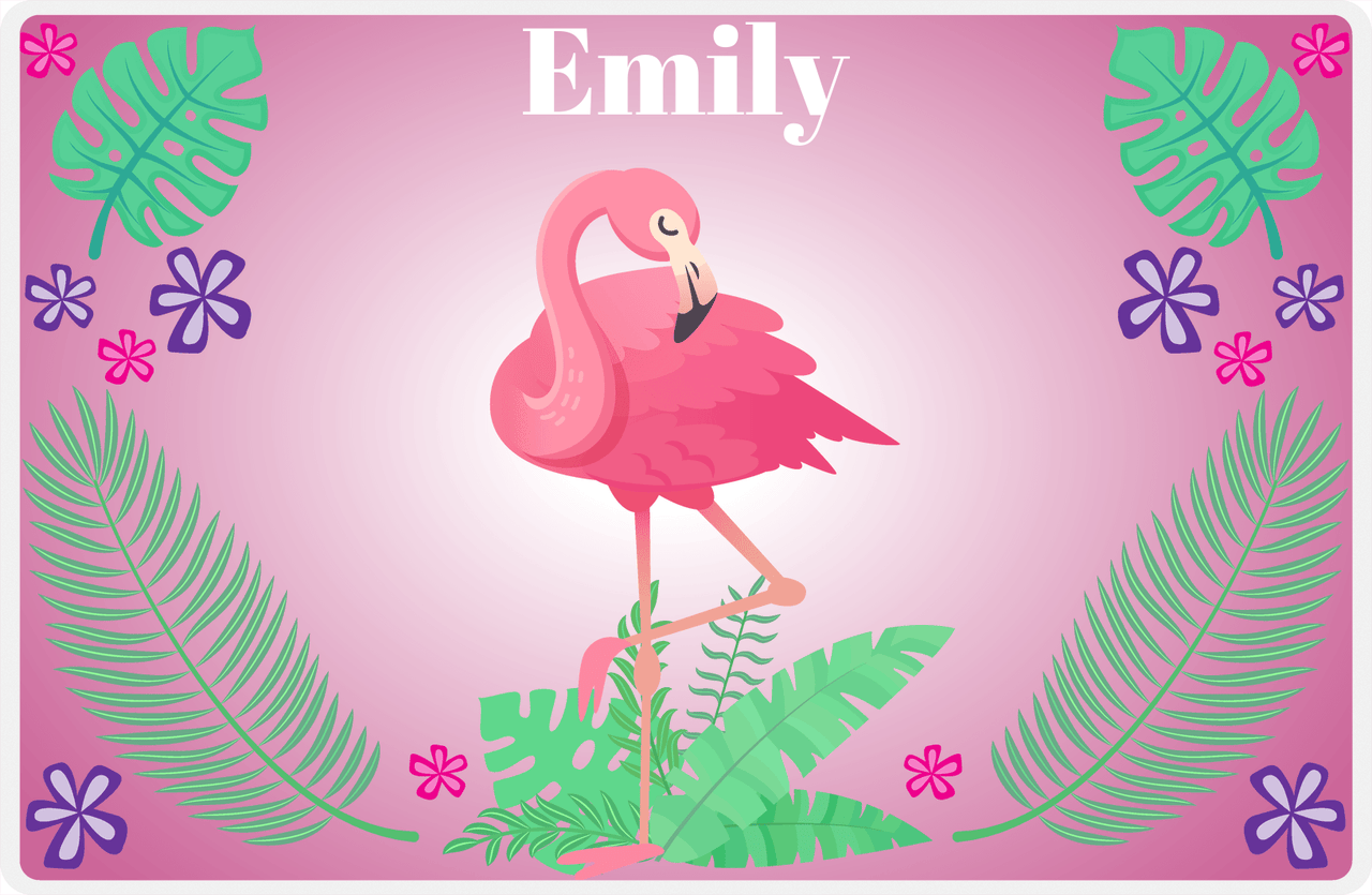 Personalized Flamingos Placemat VI - Pink Vignette -  View
