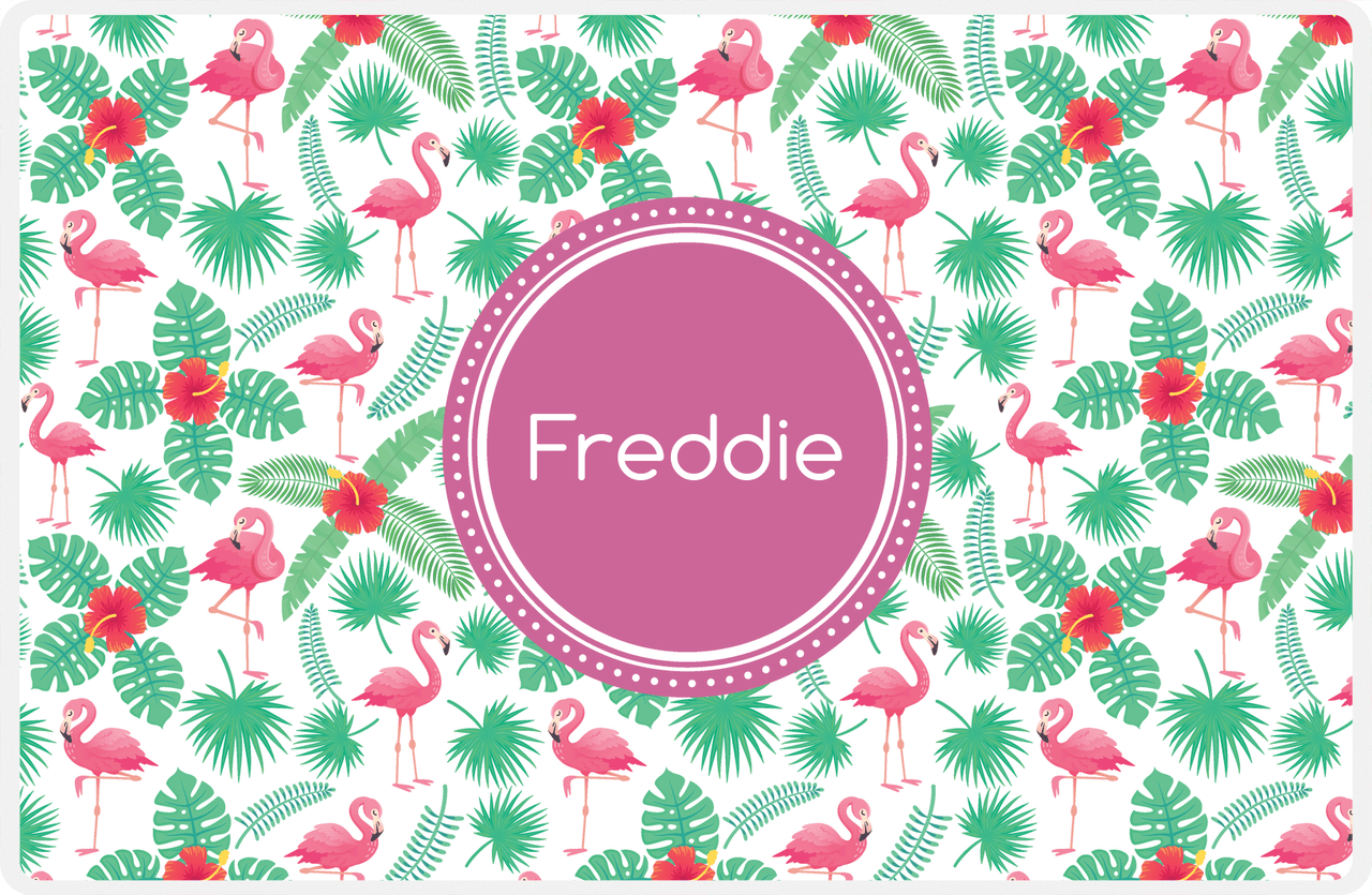 Personalized Flamingos Placemat VIII - Circle Nameplate -  View