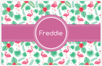 Thumbnail for Personalized Flamingos Placemat VIII - Circle Ribbon Nameplate -  View