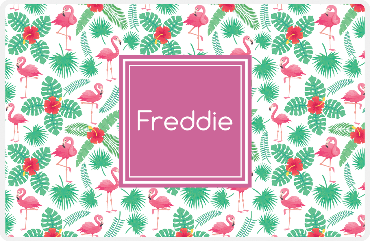 Personalized Flamingos Placemat VIII - Square Nameplate -  View