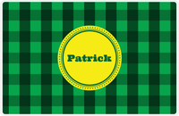 Thumbnail for Personalized Flannel / Plaid Placemat I - Green Background - Circle Nameplate -  View