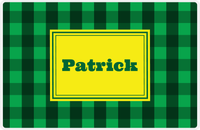 Thumbnail for Personalized Flannel / Plaid Placemat I - Green Background - Rectangle Nameplate -  View