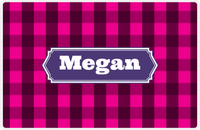Thumbnail for Personalized Flannel / Plaid Placemat I - Pink Background - Decorative Rectangle Nameplate -  View