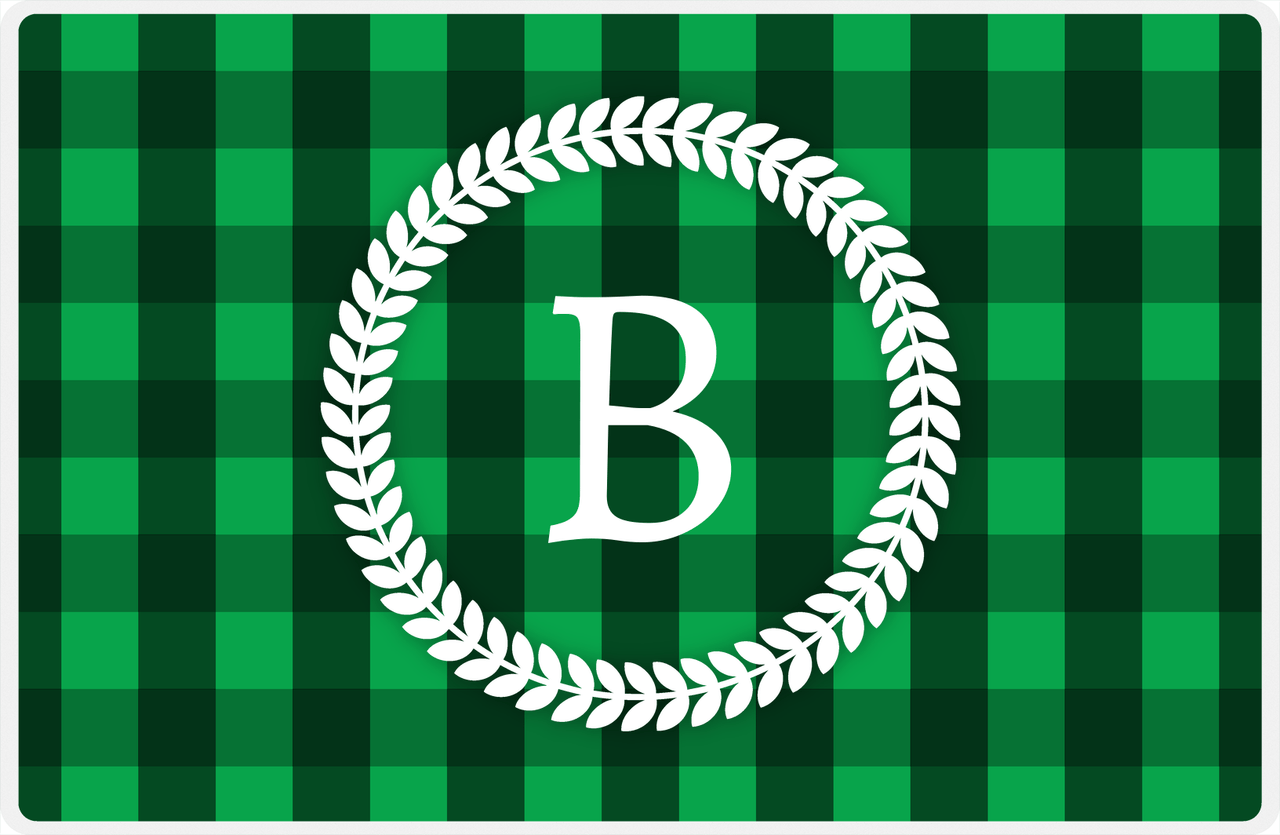 Personalized Flannel / Plaid Placemat IV - Initial Wreath -  View