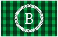 Thumbnail for Personalized Flannel / Plaid Placemat IV - Initial Wreath -  View