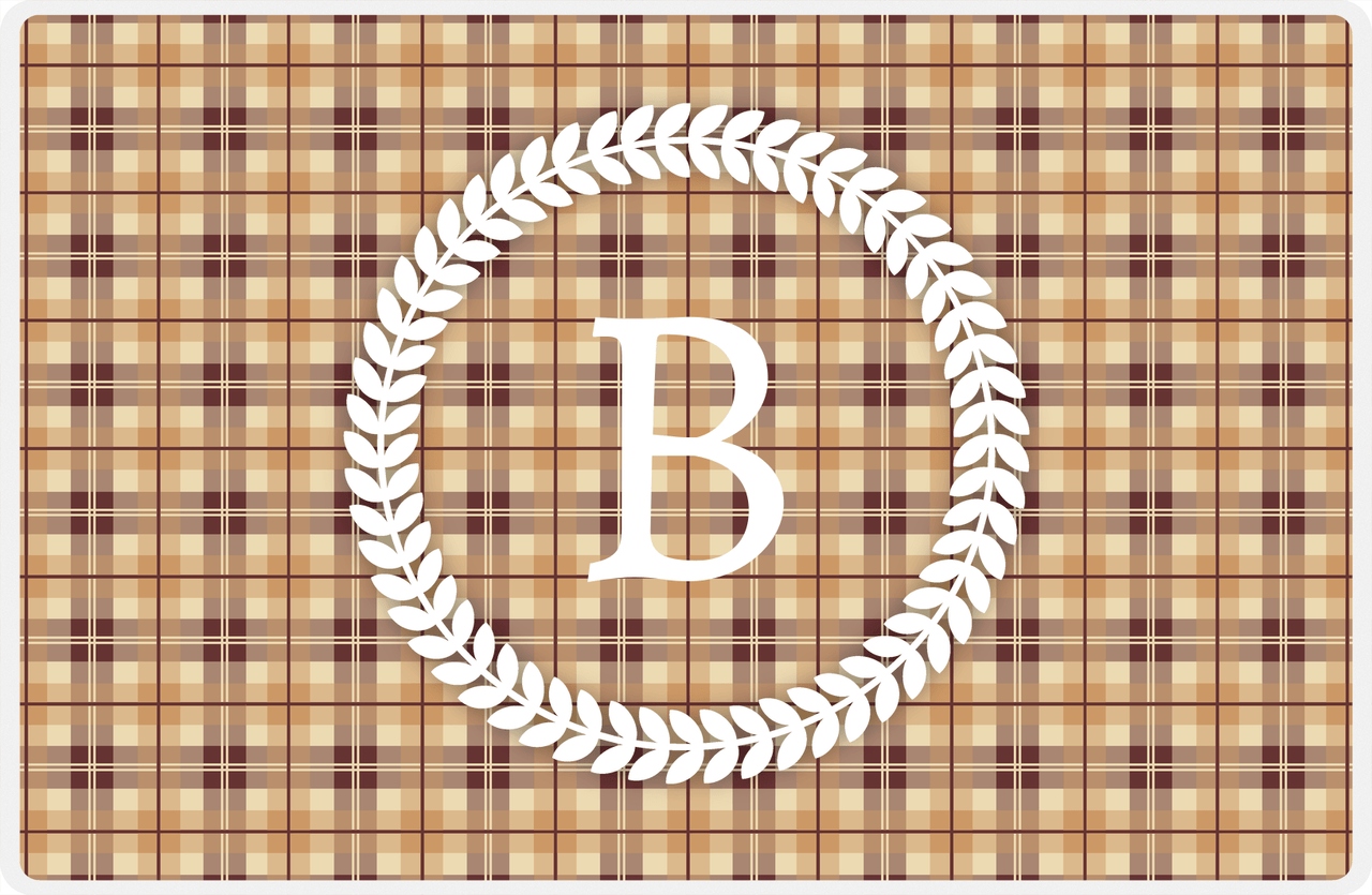 Personalized Flannel / Plaid Placemat IV - Initial Wreath -  View