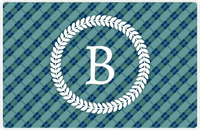 Thumbnail for Personalized Flannel / Plaid Placemat IV - Initial Wreath -  View