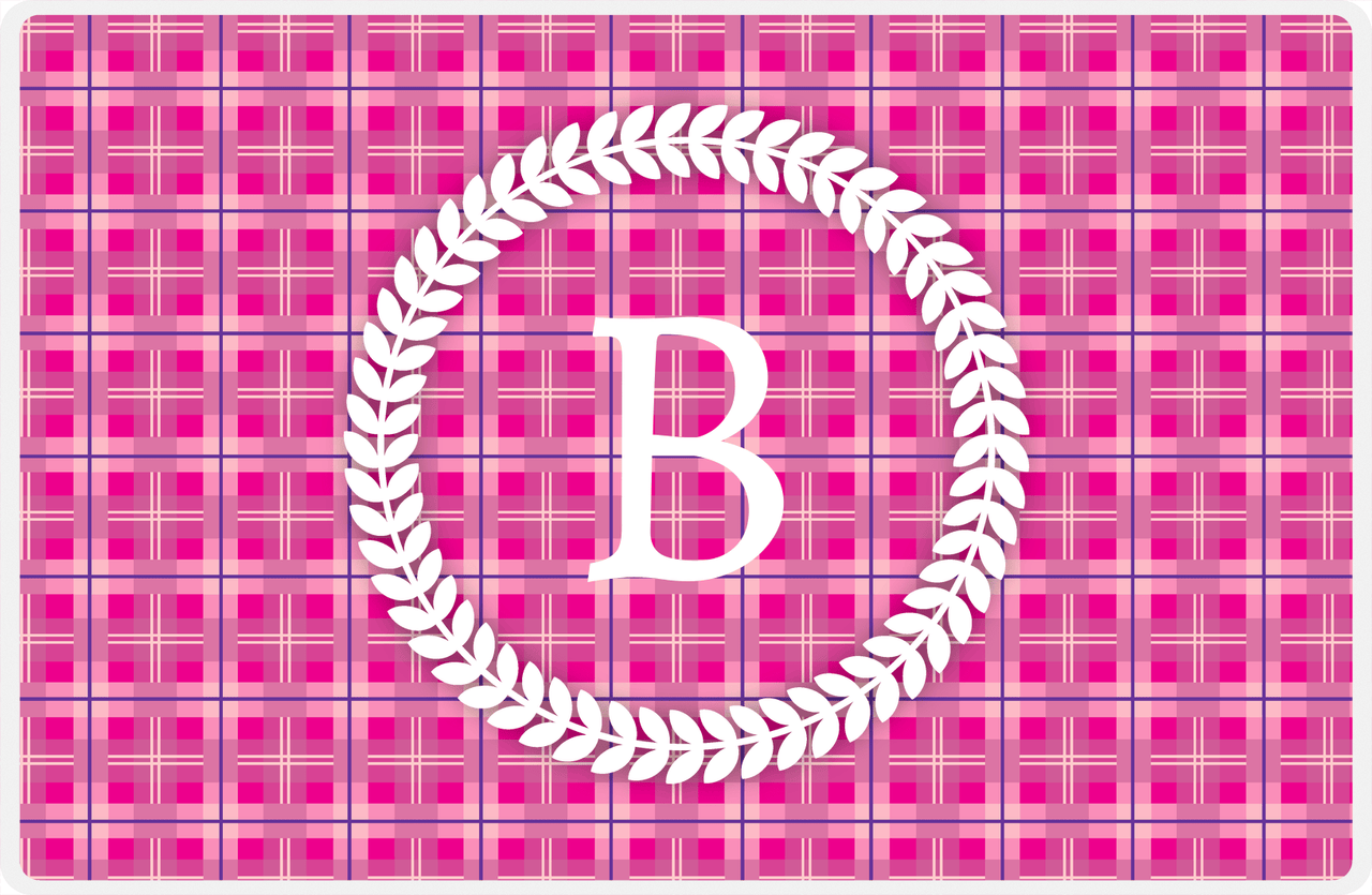Personalized Flannel / Plaid Placemat IV - Initial Wreath -  View