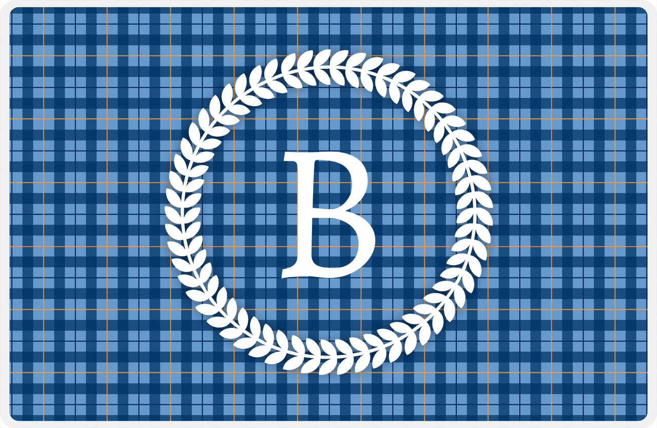 Personalized Flannel / Plaid Placemat IV - Initial Wreath -  View