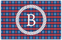 Thumbnail for Personalized Flannel / Plaid Placemat IV - Initial Wreath -  View