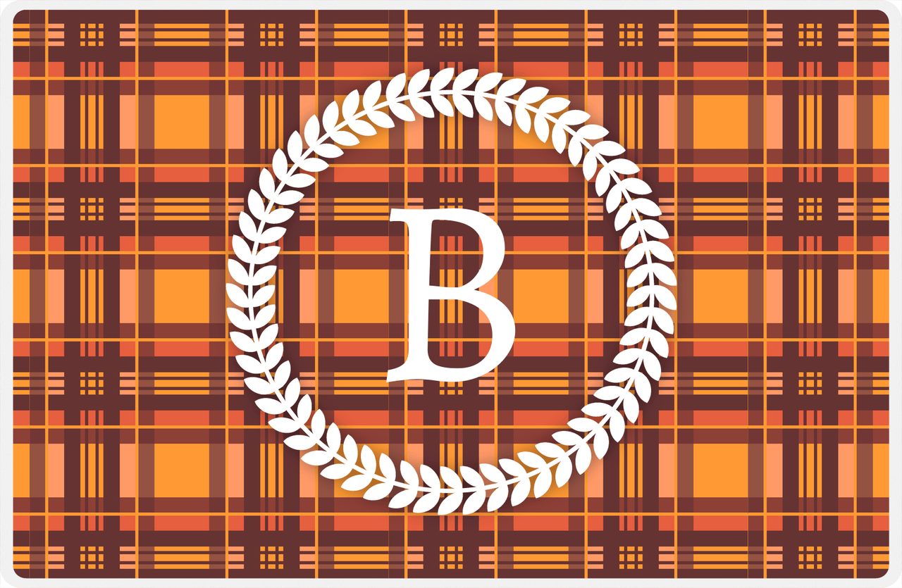 Personalized Flannel / Plaid Placemat IV - Initial Wreath -  View