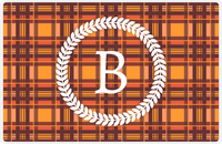 Thumbnail for Personalized Flannel / Plaid Placemat IV - Initial Wreath -  View