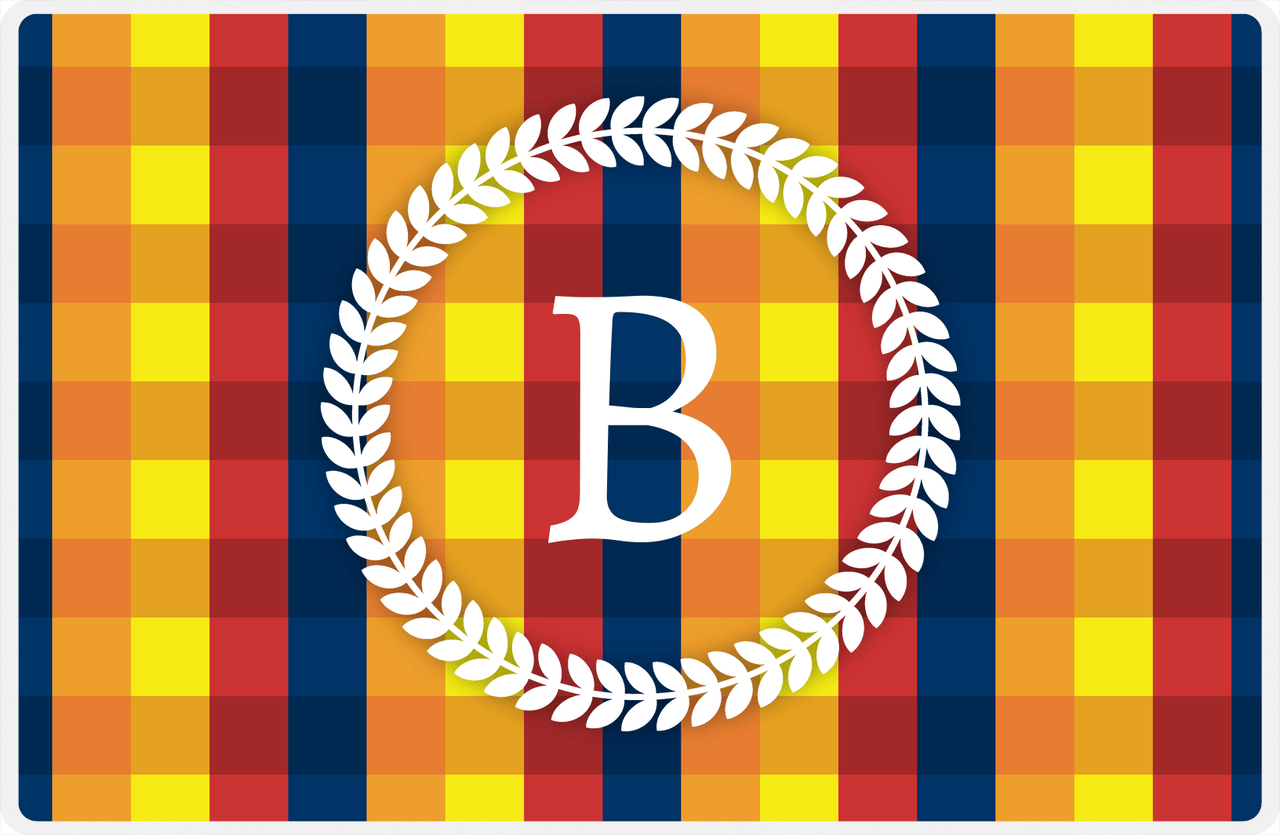 Personalized Flannel / Plaid Placemat IV - Initial Wreath -  View