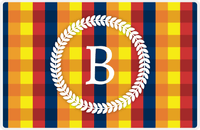 Thumbnail for Personalized Flannel / Plaid Placemat IV - Initial Wreath -  View